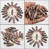 Charms Gold Copper Wire Natural Stone Rhodochrosite Hexagonal Healing Reiki Point Pendants For Jewelry Making Drop Leverans Findings DHIFQ