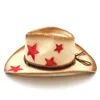 Chapeaux à large bord Femmes Hommes Paille Western Cowboy Chapeau avec Punk Feuilles Bande Star Lady Papa Sombrero Hombre Cowgirl Jazz Caps Taille 58cm