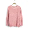 Damenpullover Harajuku Mohair Basic Damen Solid Loose Strickpullover Mode Täglich Langarm Casual O Neck Warm Oversize Jumper