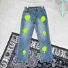 2023 Mens Jeans Designer Make Old Washed Chrome 스트레이트 바지 하트 레터 프린트 여성용 남성 캐주얼 롱 Stylevm85