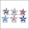 Charms Wholesale Sier Color Snap Button Women Flower Acrylic Jewelry Findings Crystal Rhinestone 18Mm Metal Snaps Buttons Diy Bracel Dhj6D