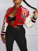 Mulheres LW ALGODÃO Carta Listrado Corrida Bomber Imprimir s 2023 Cropped Y2K Streetwear Varsity Baseball Jacket 230215