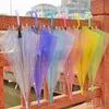 Wholesale Transparent Umbrella Clear PVC Long Handle Candy Color Umbrellas For 8 bone Rain Cover Sun HH7-Protective