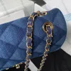 10a Top Tier Mirror Quality Classic Flap Bags 25cm Medium Womens Real Leather Blue Denim Quilted Purse Small Luxury Designers Crossbody Shoulder Chain Strap Bo Bo