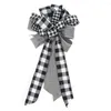 Kerstdecoraties Tree Top Boog kinderlijke langdurige toename sfeer sfeer vintage plaid treetop voor feestmas topper lint