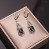 Set di orecchini e collana Ajojewel vintage in resina nera/azzurra per donna, gioielli di alta qualità per un lungo anniversario
