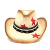 Chapeaux à large bord Femmes Hommes Paille Western Cowboy Chapeau avec Punk Feuilles Bande Star Lady Papa Sombrero Hombre Cowgirl Jazz Caps Taille 58cm