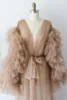 Robe de demoiselle d'honneur maternité col en V robe pour femmes enceintes dentelle Tulle femmes Po accessoires Designer manches Maxi grossesse Shoot