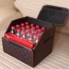 Car Organizer Foldable Storage Stowing Tidying 34 31 30cm PU Leather Trunk Box Bag Auto Trash Tool BagCar