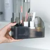 Caixas de armazenamento Caixa de maquiagem durável à prova d'água cosmética de plástico transparente para banheiro de gaveta de mesa