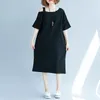 Casual Dresses Fashion 2023 Runway Design Knit Loose Slimming Summer Dress Elegant Single Shoulder Pure Sweet Street Work T-shirt Women