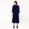 Plus Size Dresses Spring Elegant Pleated Velour Dress Russian Autunm Long Sleeve Velvet Dress.lace Up Vintage Party Vestidos