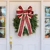 Decorazioni natalizie Plaid Bow Wreath Holiday Artigianato fai-da-te Decorazioni per porte Ornamenti bowknot per decorazioni per la festa nuziale di Topper per albero
