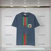 2023 FW23 Designer Heren T-shirts Borst Letter Men Tees Stripe Print Korte mouw High Street Losse oversize casual T-shirt 100% pure katoenen man