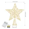 Decorazioni natalizie Tree Star Topper a forma di Treetop Lights Lampada luminosa Decorazione glitter Topper illuminati Ornamento Decorazioni in oro