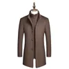 Men's Wool Autumn Men&#39;s Winter Coat Solid Color Cold Resistant Men Woolen Overcoat Double Collar Casual Trench Jacket Male 4XL