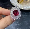 Anneaux de mariage luxe haut de gamme couleur trésor rubis anneau femmes Ins marée tempérament tout match Simple doigt bijoux