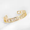 Pulseira de luxo zircão de cristal hollow ouro pulseira para mulheres clássicas star pulseiras do dia das mães 230215