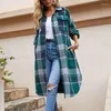 Damenjacken Winter Lange Hemdjacke Für Frauen Übergroßer Karierter Mantel Dicker Wollmantel Mode Oberbekleidung Weibliche Streetwear