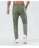 LL Men Jogger Long Pants Sport Yoga Outfit Quick Dry Drawstring Gym Zipper Pockets Sweatpants Trousers Men's Casual Elastic Waist Fitness 2 Colors