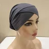Vêtements ethniques Capuche intérieure de mode musulmane avec un maillot extensible sous Swarf Cross Front Hijab Caps Ladies Turban Bonnet