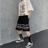 Mäns shorts harajuku streetwear järnkedja mönster jogger shorts män och kvinnor hiphop skateboard shorts sommar elastiska midjeshorts 230215
