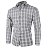 Polos męski 2023 Spring Smart Casual Męsowy Bawełniany Koszula Plaid Męskie Biuro Business Office Długie rękawy Wysokiej jakości ubrania