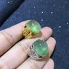 Cluster ringen echt en natuurlijke prehnite man ring 925 sterling zilver 12 16 mm juweeltje voor mannen fijne handwerk sieraden