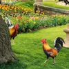 Trädgårdsdekorationer 2st Rooster Statue Chicken Sculpture For Yard Decor Weatherbestect Hen Figurin Patio Backyard Home Outdoor Decoration