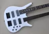 White 5 and 4 strings double neck electric guitar with rosewood fretboard black hardware