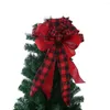 Kerstdecoraties Tree Top Boog kinderlijke langdurige toename sfeer sfeer vintage plaid treetop voor feestmas topper lint