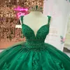 Robes de Quinceanera vertes perles princesse douce 15 robes chérie dentelle Appliques Corset dos robe de soirée de bal 326 326