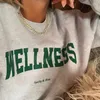 هوديس المرأة خطابات الموضة الأمريكية طباعة رمادي فضفاض بلوزات Crewneck خمر نمط الخريف ملابس سميكة المرأة الشارع عارضة