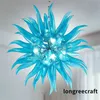 Venetiaanse Hanglampen Handgeblazen Kroonluchter Licht Dia28 Inch Borosilicaatglas Kroonluchters Blauwe Kleur Ball Lights voor Hotel Mall Bar Decor Luxe LR1472-2