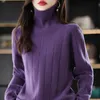 Maglione di cachemire a collo alto a maniche lunghe da donna in due pezzi a due pezzi Pantaloni larghi a gamba larga in maglia casual 100 Abito in pura lana 230215