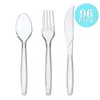 Wegwerp Flatware 48/96/144/216PCS Plastic bestek servies servies servies kristallen mesvork lepel voor feest huishoudelijke benodigdheden 230216