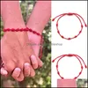 Charm Bracelets 7 Knots Red String Bracelet Protection Good Luck Amet For Success Prosperity Handmade Rope Lucky Bangles Gift Drop D Dhrzd