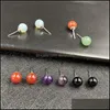 Stud 8mm 10mm Natural Stone Rostfritt st￥l Milj￶skydd Rose Quartz Healing Crystal Earrings Earings For Women Sexyhanz Dhjdq