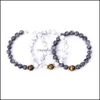 Braccialetti con ciondoli Amante 8Mm Labradorite Bracciale con perline turchesi Donna Uomo 10Mm Occhio di tigre Bracciale con perline Stringhe a mano Coppia Drop Deliv Dhtbv