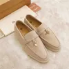 Designer Loropiana Charms Scarpe Pure Original Spring Autumn New Lp Lefu Shoes Slackers in pelle morbida da donna Pedale spesso piatto Confortevole singolo