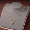 LW Women Necklace French Brand Jewelry T0p Quality Gold Plated 18K Designer Diamond Crystal H￶gsta r￤knekvalitet G￥va f￶r flickv￤n 015