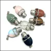 Charms Skeleton Natural Crystal Stones Skl Round Tiger Eye Black Onyx Rose Quartz Stone Ball Charm Beads Hangers voor sieraden maken DHDQK