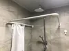 Tende da doccia Asta per tende curva a forma di U bianca Asta per tende da bagno in lega di alluminio a L per WC