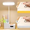 Tafellampen LED bureaulamp dimmable flexibele slang hoge helderheid verlichting oplaadbare 2-in-1 oog-caring lezing met penhouder