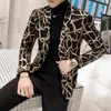 Mens Suits Blazers Spring Mens Blazer Luxury Gold Stripe Print Blazer Men Slim Business Casual Blazer Nightclub Singer Prom Jacket Plus Size M5XL 230216