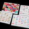 36Pairs Randomly Mixed Silver Color Women Butterfly Bowknot Flower Heart Small Plastic Stud Earrings Sets For Girl Jewelry Part