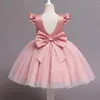 Meisjesjurken Baby Doop Jurk voor meisjes Backless Pearls Elegante kinderen Princess Wedding Party Tutu Jurk Toddler 1e verjaardag Vestidos