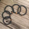 Strand 8mm Natural Stone Bead Prayer Armband Matt Black Onyx Tigers Eye Japamala Spiritual Jewelry Meditation Inspirational