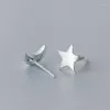 Stud Earrings 925 Sterling Silver Asymmetry Star Moon For Women Girls Gift Fashion Cut Wedding Jewelry Bijoux Pendientes EH882