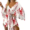 Robes Décontractées D'été Plage Robe D'été Robe S-3XL 10 Couleur Feuilles Imprimé Floral Cordon De Fête Mini Robe Courte Vêtements Pour Femmes